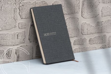 سررسید اروپایی بزرگ چرم مصنوعی دستیار طوسی