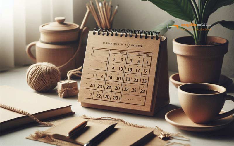 تقویم رومیزی چوبی